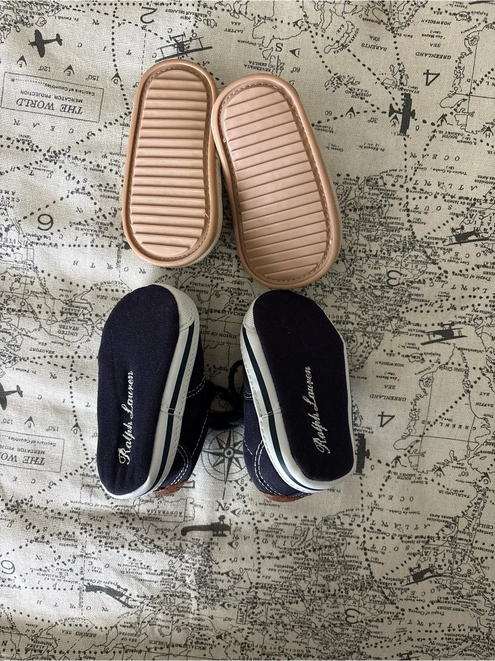 Polo by Ralph Lauren Navy and Brown Canvas Baby Shoes